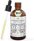 Bio Schwarzkümmelöl für Hunde 50ml - kaltgepresst 100% biologischer Anbau, in Glasflasche mit Glaspipette - pures...